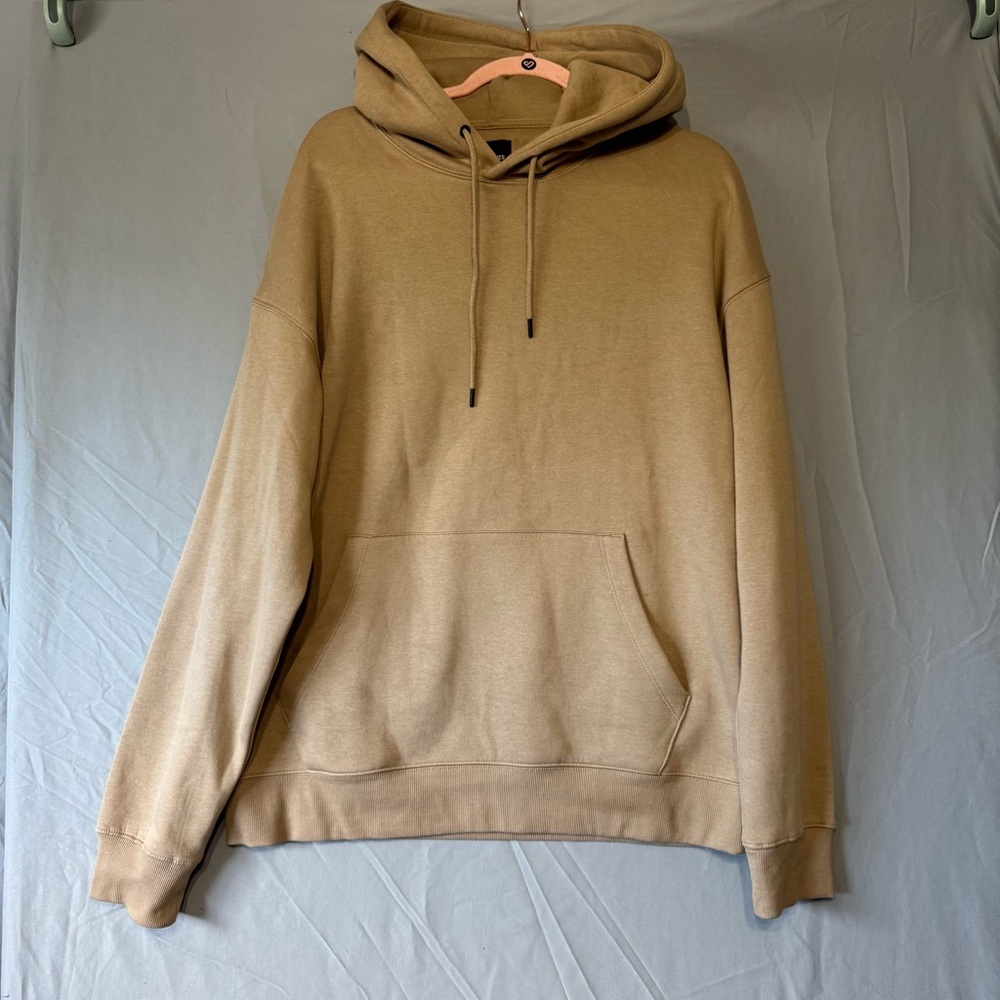 Jack & Jones Mens Sand Hoodie Pullover Size XL Kangaroo Pocket Lounge Cozy